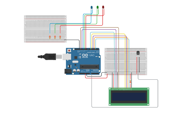 Circuit design Práctica 5 Sensor de temperatura | Tinkercad