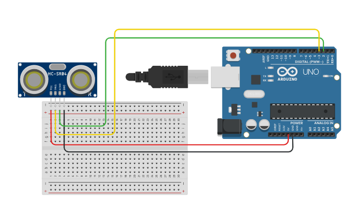 Circuit Design Ultrasonic Sensor Tinkercad 0499