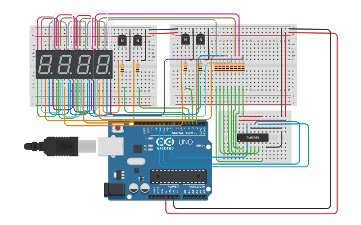 Circuit design Display 7 segundos | Tinkercad