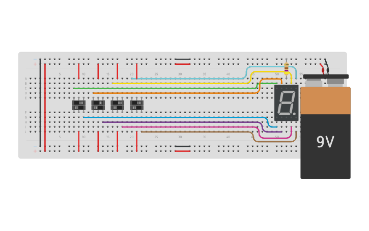 Circuit design 7 segment Number - Tinkercad