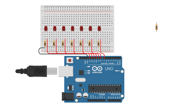Circuit design Knight Rider light - Tinkercad