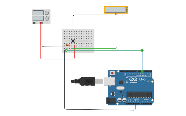 Circuit design Pulsador Pull down | Tinkercad