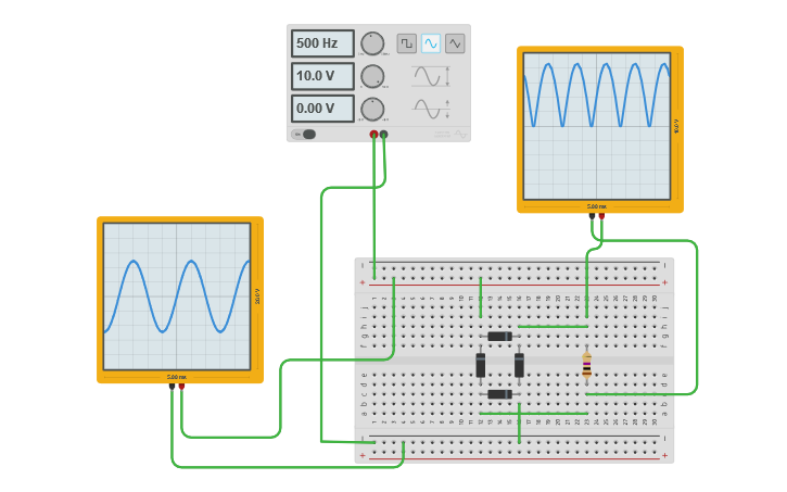 Circuit design full wave rectifier - Tinkercad