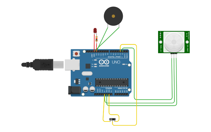 Circuit design Burglar Alarm System | Tinkercad