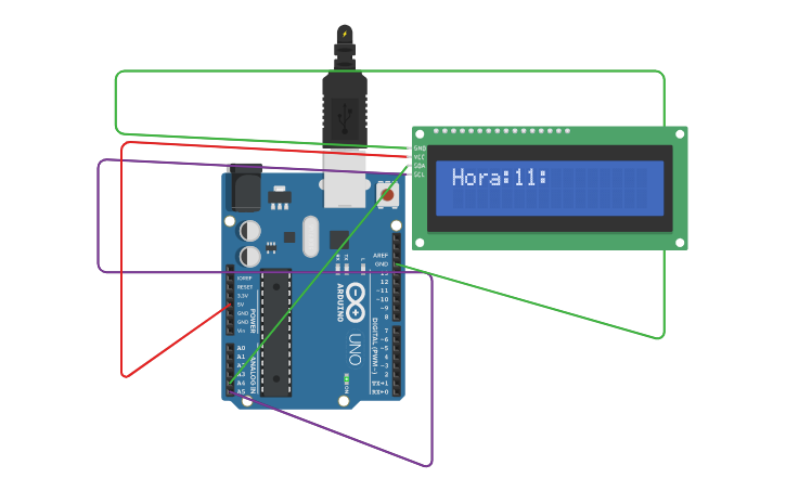 Circuit design Copy of Copy of LCD-i2c display hello world - Tinkercad