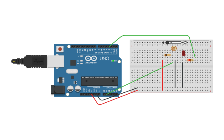 Circuit design LDR sentsorea | Tinkercad
