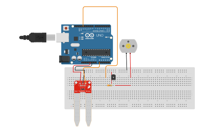 Circuit design Plant watering system - Tinkercad