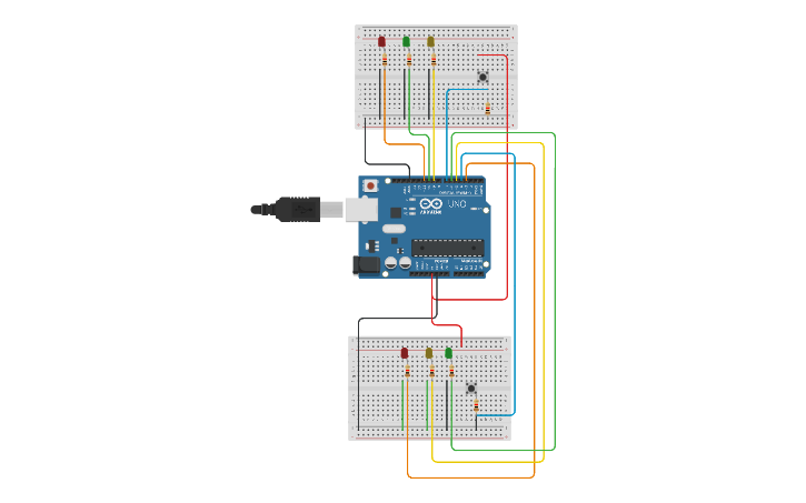 Circuit design Push Button project - Tinkercad