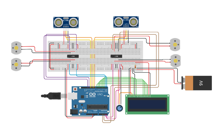 Circuit design 2 sensor Distance-sensor - Tinkercad