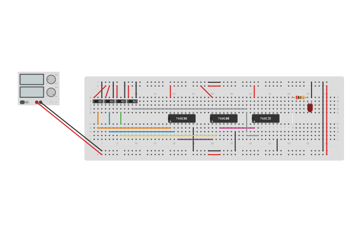 Circuit design XOR NAND OR - Tinkercad