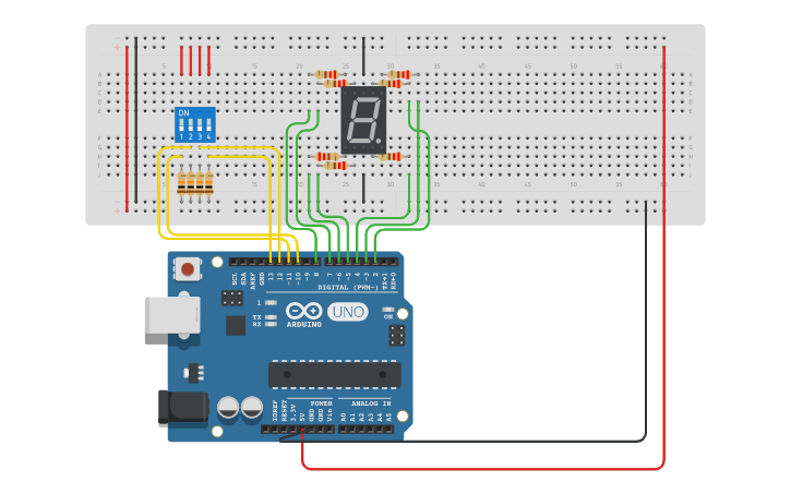 Circuit design BCD to Hexadecimal Circuit | Tinkercad