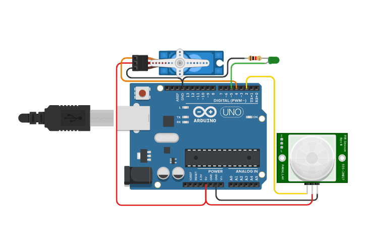 Circuit design Prak10 Pir Sensor - Tinkercad