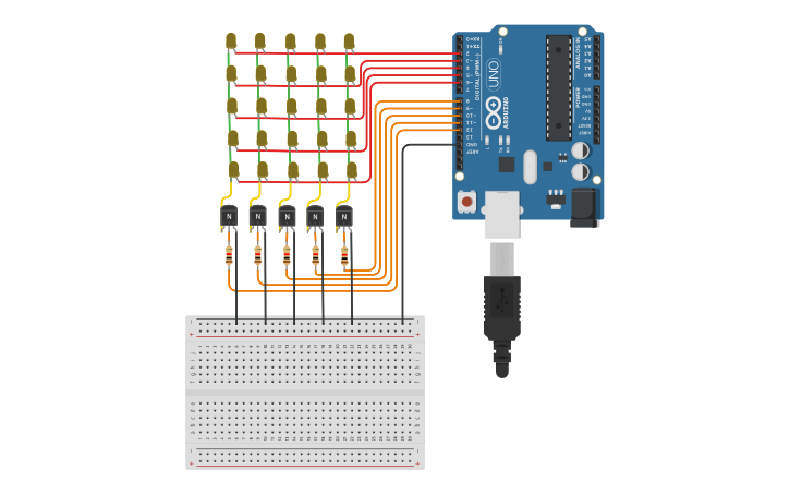 Circuit design 8x8 LED Matrix - Tinkercad
