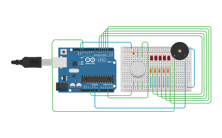 Circuit design Gas Sensor - Tinkercad
