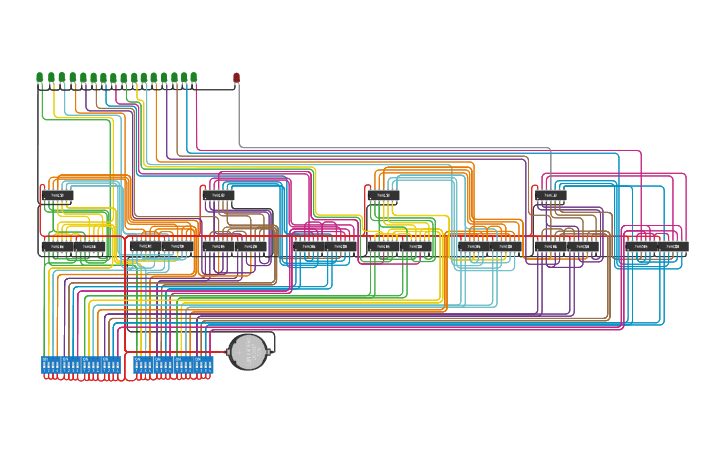 Circuit design 16 bit Parallel Adder w/ Overflow - Tinkercad