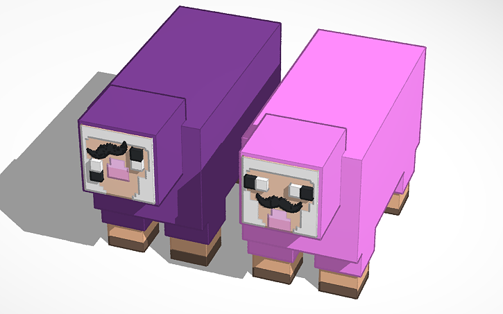 3d design pink sheep purple shep tinkercad