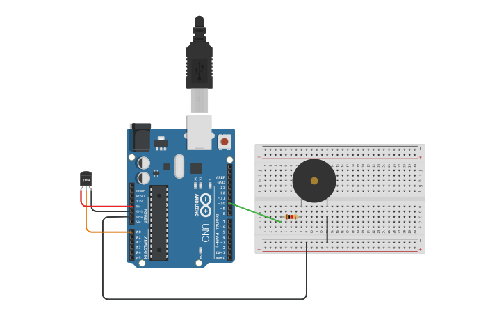 Circuit design temperature sensor - Tinkercad