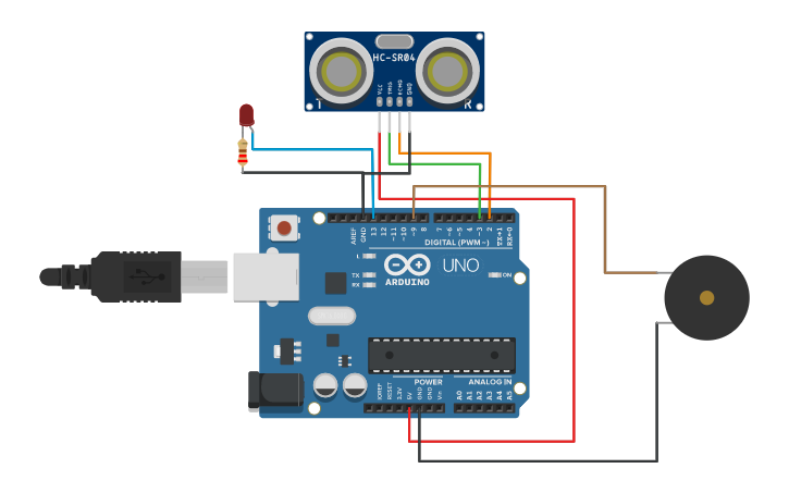 Circuit design RADAR - Tinkercad