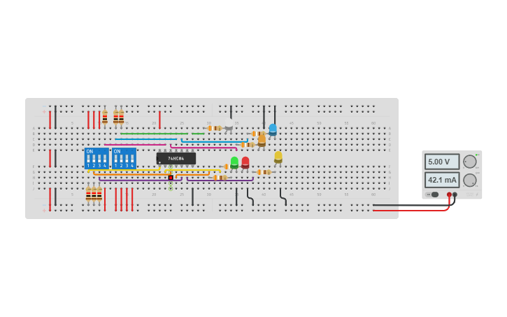 Circuit design 74LS04 Inversor Hexagonal | Tinkercad