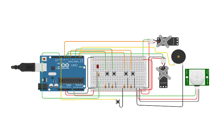 Circuit design Copy of Servo Motor with Two Buttons | Tinkercad