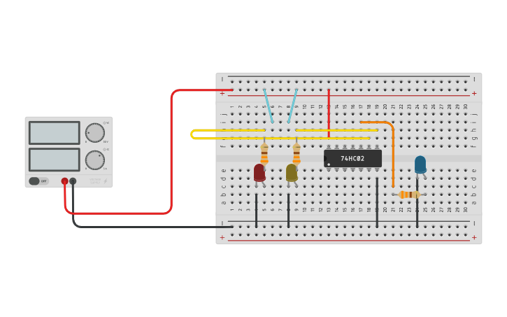 Circuit design Integrato 7402 - 4 Porte NOR | Tinkercad