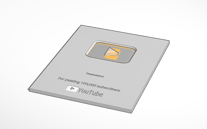 Play Button Learning Design 3D design YouTube Silver Play Button - Tinkercad