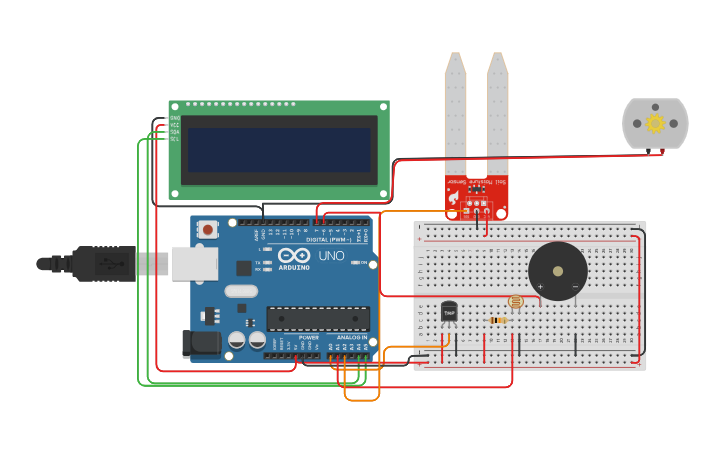 Circuit design Smart Plant Monitoring System - Tinkercad