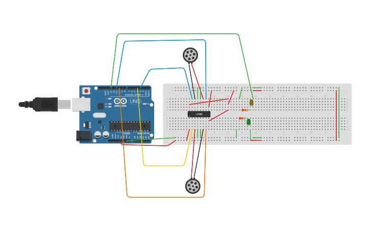 Circuit design circuit for dual motor tank. - Tinkercad