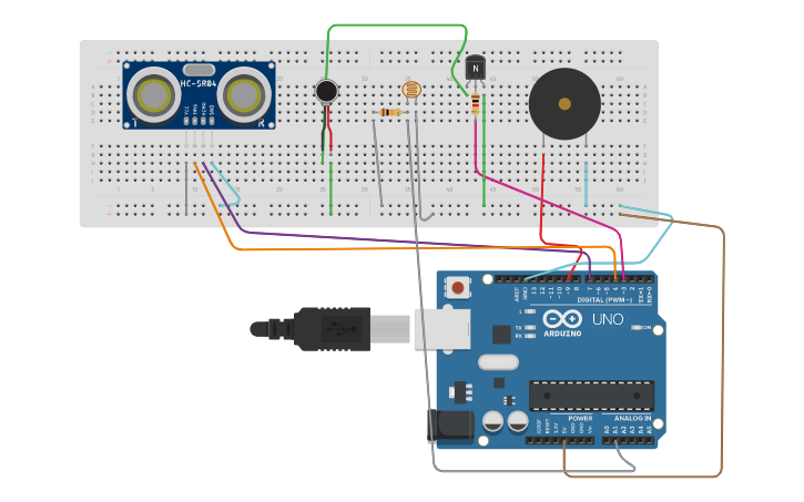 Circuit design Smart Blind Stick - Tinkercad