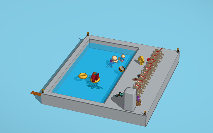 3D design Chat Room: Pool Party and Fridge - Tinkercad