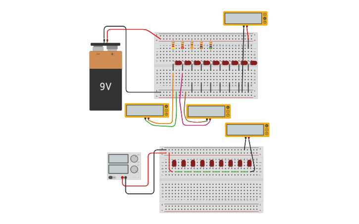 Circuit design uso de protoboard - Tinkercad