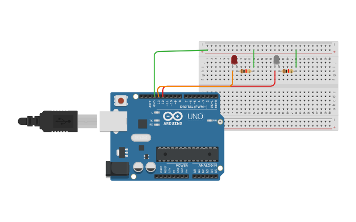 Circuit design 2 LEDS | Tinkercad