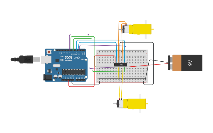 Circuit design Controlling DC Motors - Tinkercad