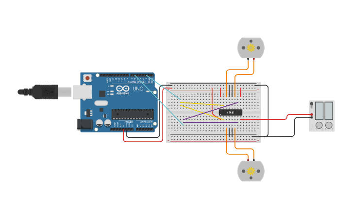 Circuit design Motors with L293D - Tinkercad