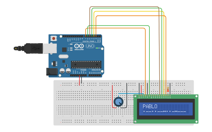 Circuit design Pantalla LCD Codigo Morse - Tinkercad