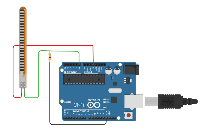 Circuit design Flex Sensor - Tinkercad