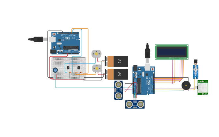 Circuit design Smart Dustbin Wet and Dry waste Segregation - Tinkercad