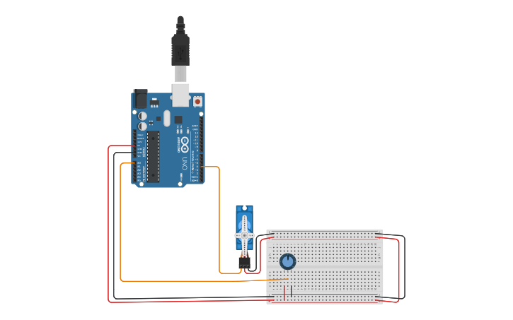 Circuit design Arduino servo - Tinkercad