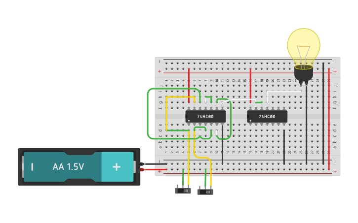 Circuit design XNOR using NAND - Tinkercad