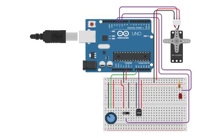 Circuit design 04 Project IoT (AutoFan with Arduino) - Tinkercad