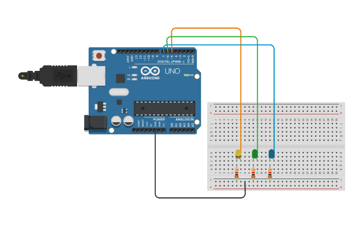 Circuit design secuencia de leds - Tinkercad