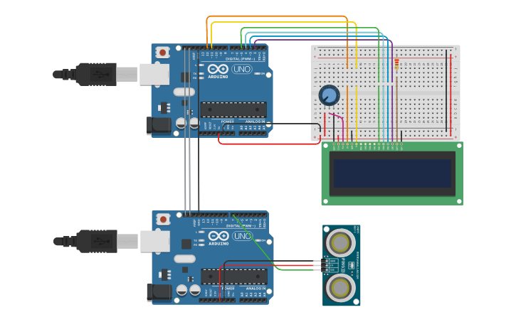 Circuit design Master-Slave (bus I2C) - Tinkercad