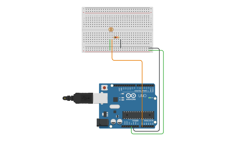 Circuit design LDR Interfacing - Tinkercad