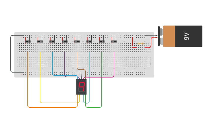 Circuit design 7 Segment Display - Tinkercad
