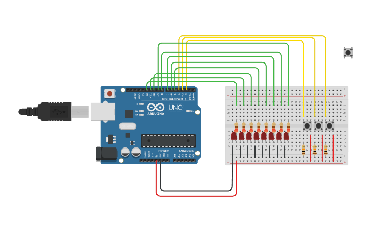 Circuit design Arduino Binary Counter v1 - Tinkercad