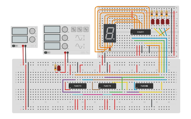 Circuit design Counter JK flip-flop - Tinkercad