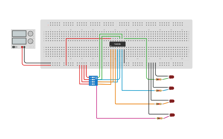 Circuit design Binary to Gray Code Converter | Tinkercad