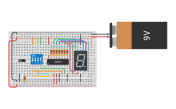 Circuit design 7-Segment Display - Tinkercad