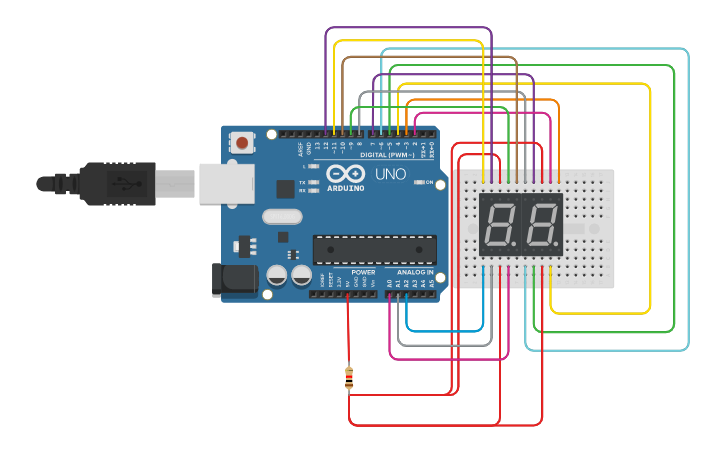 Circuit design 7-Segment display - Tinkercad