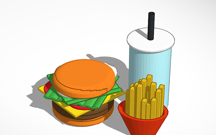 3d Design Burger Set - Tinkercad